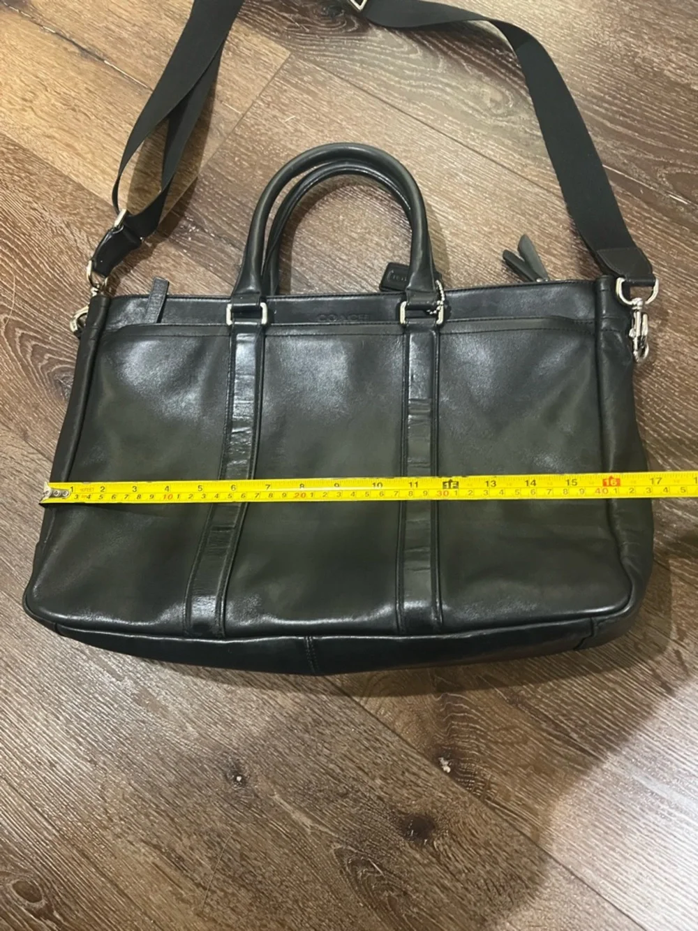 Coach Perry Black Leather messenger Men’s Briefcase Tote Professional Carryall